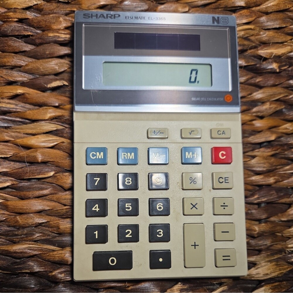 TESTED Sharp Calculator Vintage EL-335S ELSI MATE N8 Solar with Tilt Stand